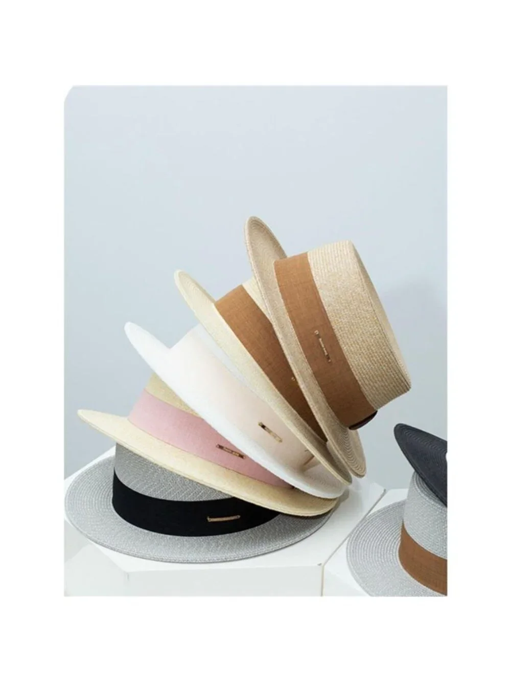 Straw Boater Hat with Ribbon